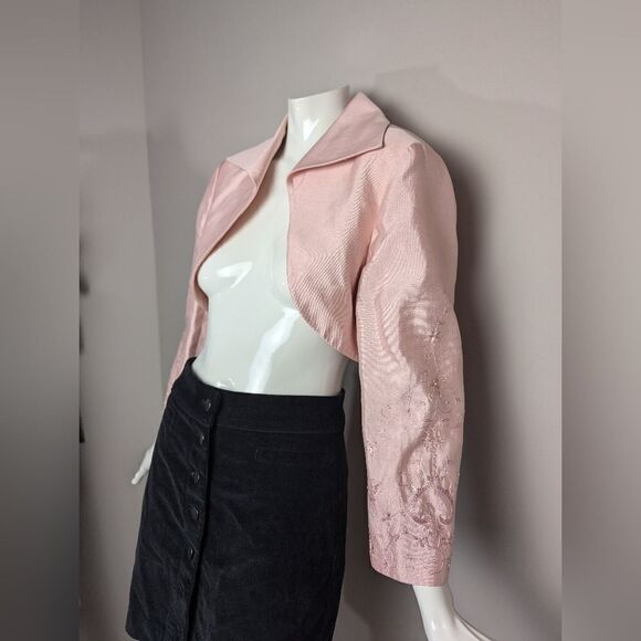 Light Pink Silk blend Bolero beaded sleeves Talbots size 12 - Picture 1 of 8